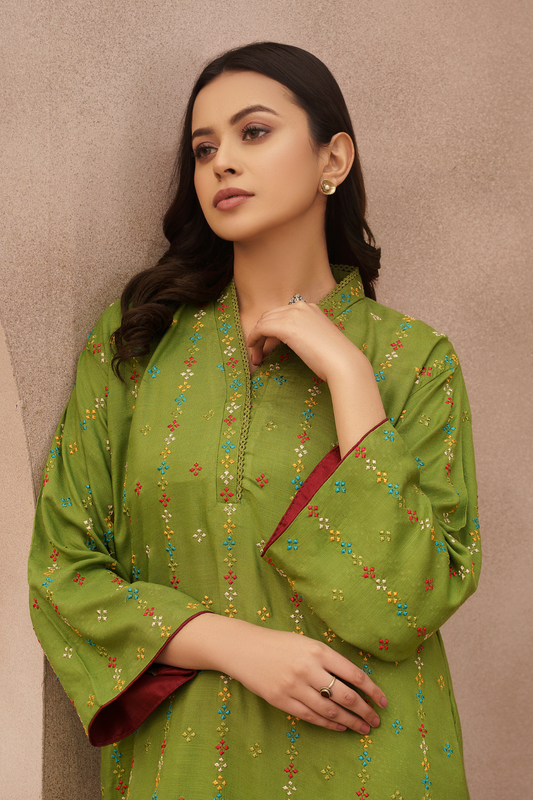 1 PC Stitched | Slub Staple Embroidered Shirt