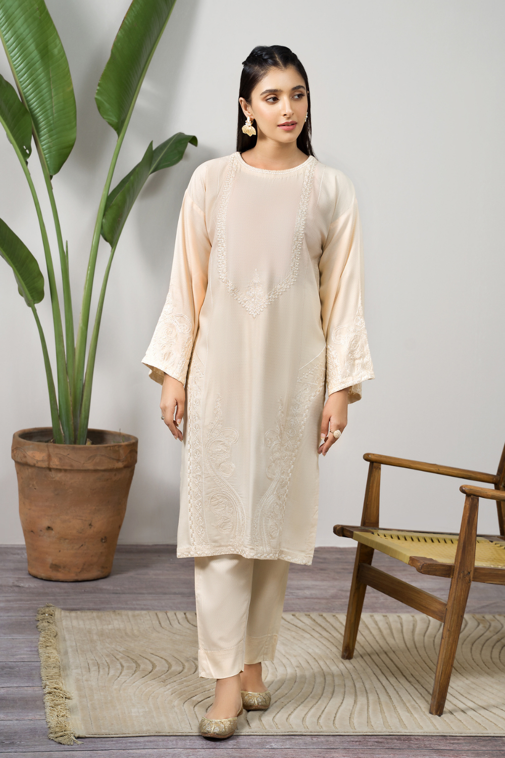 2 PC Stitched | Viscose Embroidered Shirt + Trouser