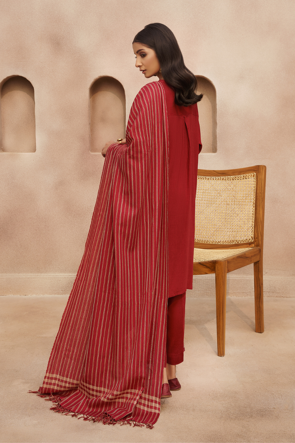 3 PC Stitched | Viscose Cotton Suit+ Embroidered Wool Shawl