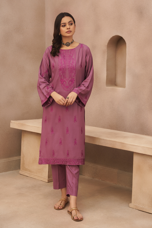 2 PC Stitched | Embroidered Viscose Cotton Suit