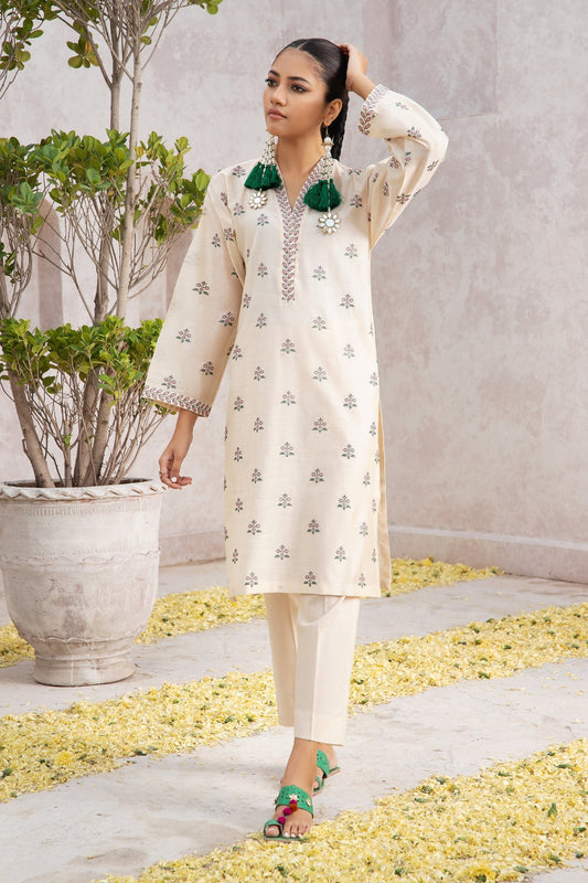 2 PC Stitched | Cotton Embroidered Shirt + Cambric Trouser