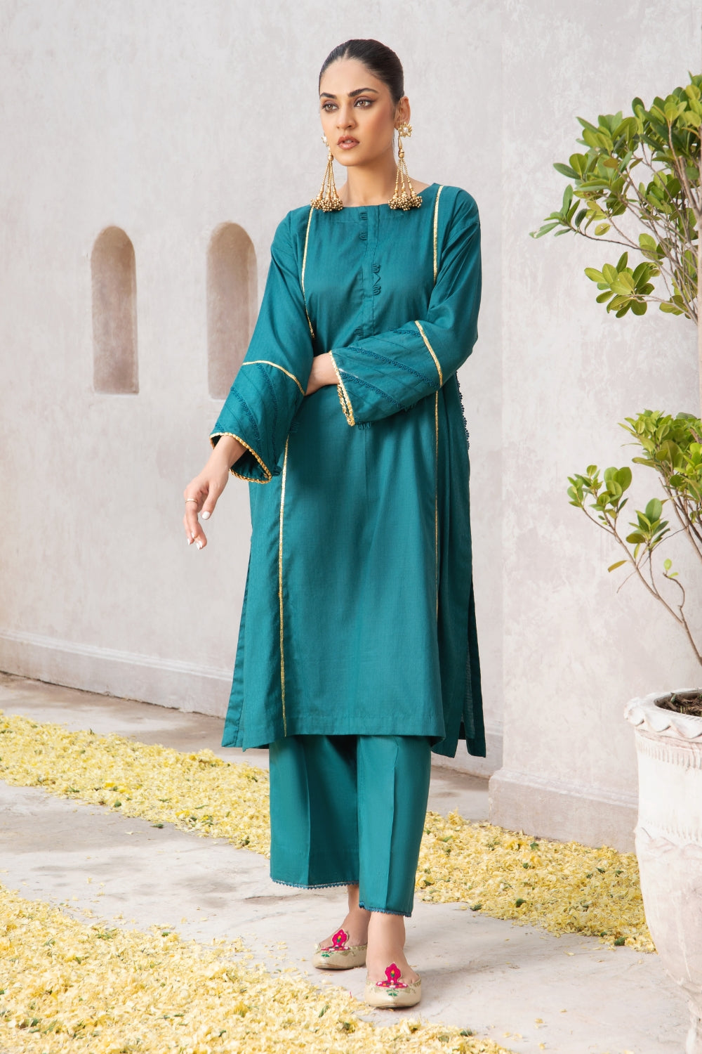 2 PC Stitched | Jacquard Shirt + Cambric Trouser