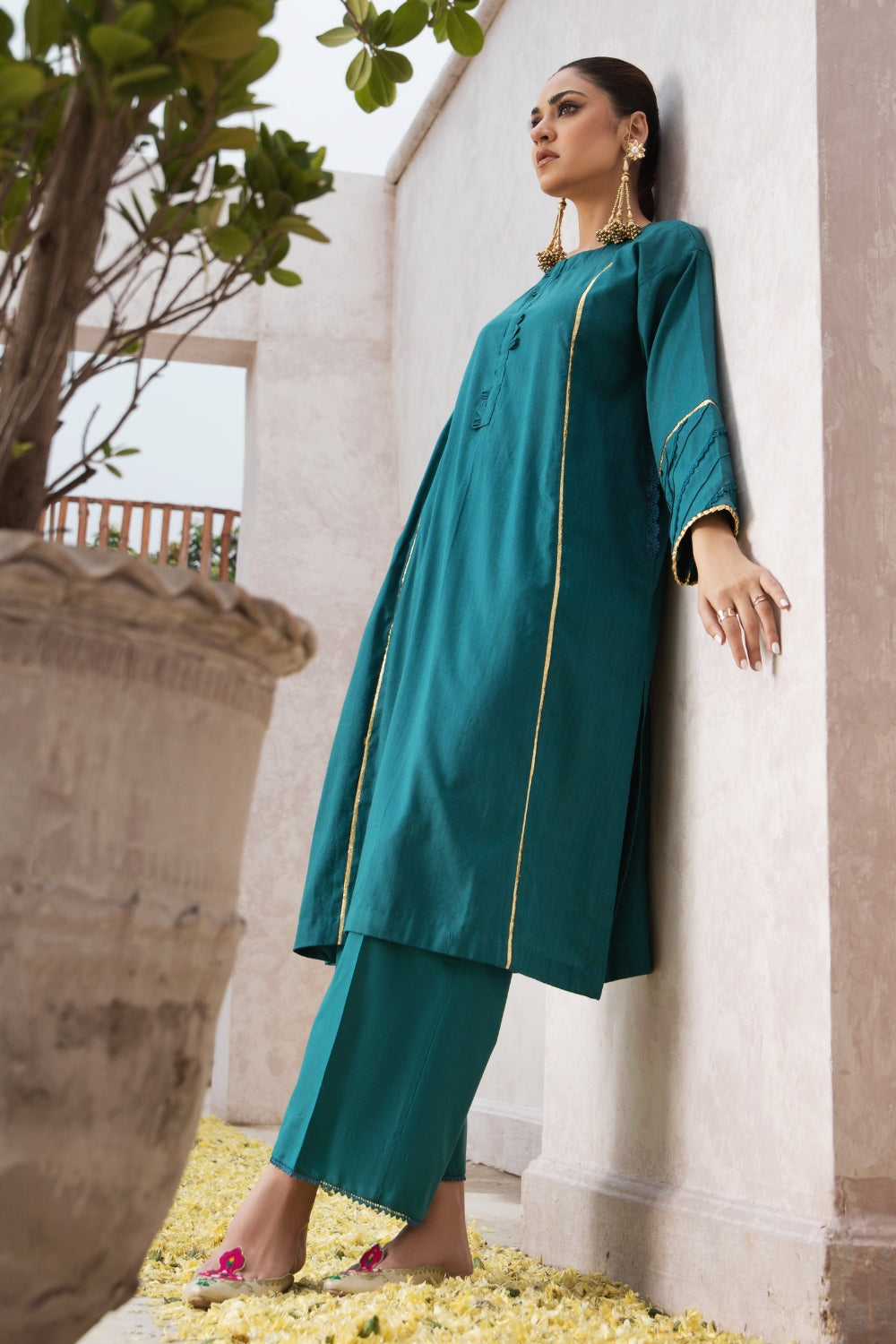 2 PC Stitched | Jacquard Shirt + Cambric Trouser