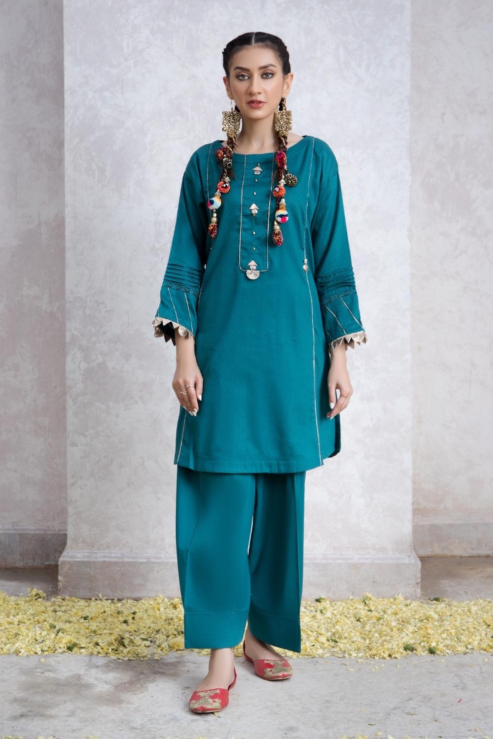 2 PC Stitched | Jacquard Shirt + Cambric Trouser