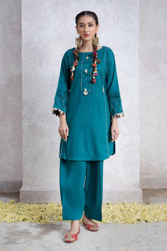 2 PC Stitched | Jacquard Shirt + Cambric Trouser