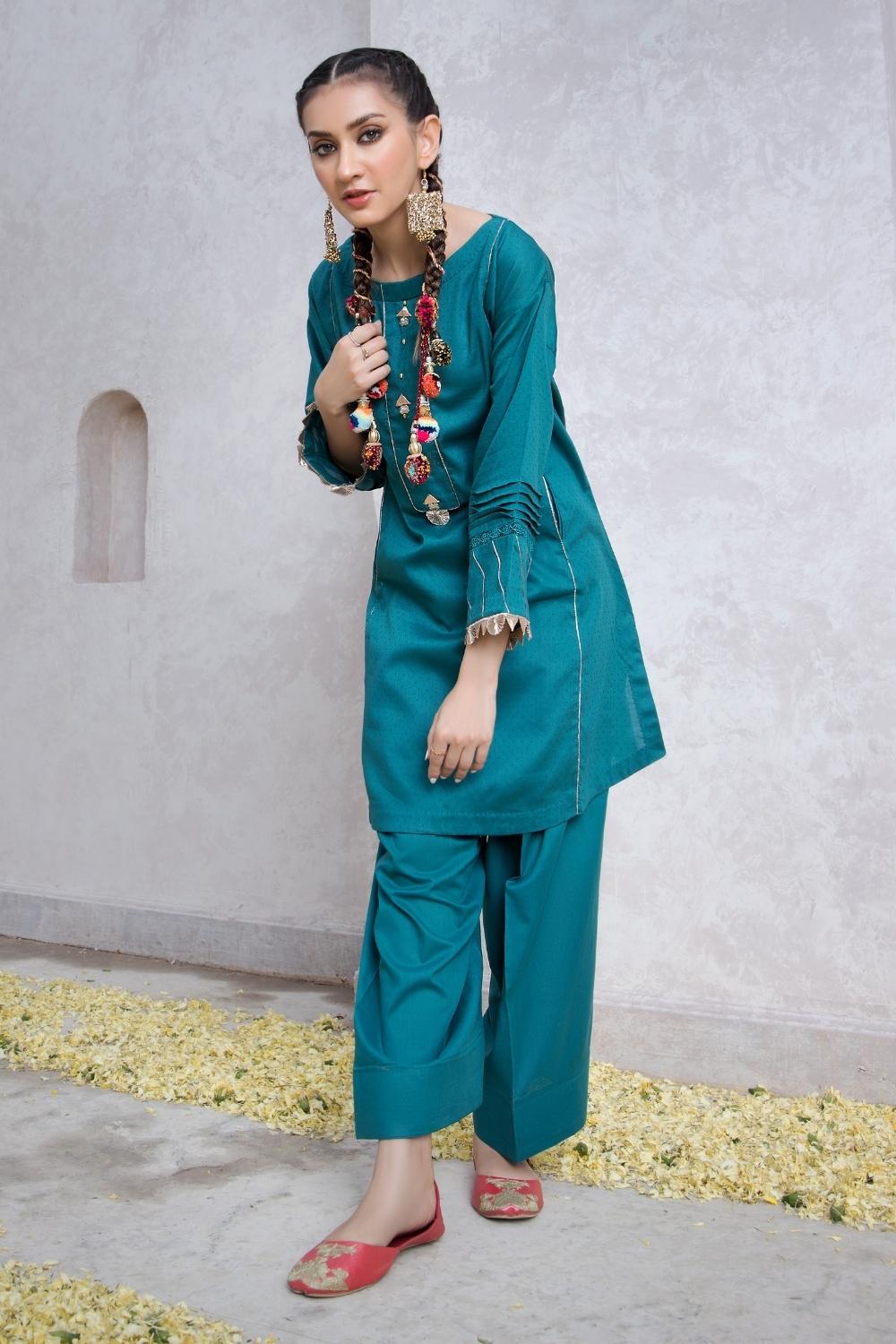 2 PC Stitched | Jacquard Shirt + Cambric Trouser