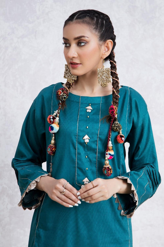 2 PC Stitched | Jacquard Shirt + Cambric Trouser