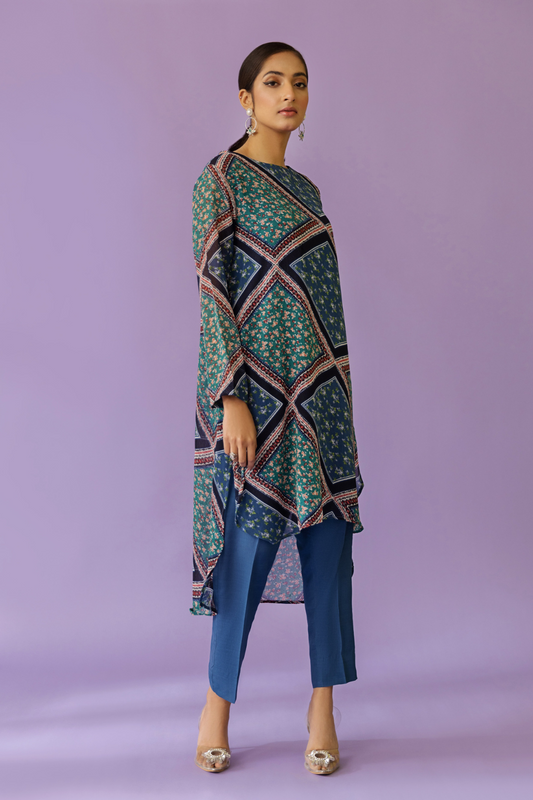 2 PC Stitched |Printed Chiffon Shirt + Trouser