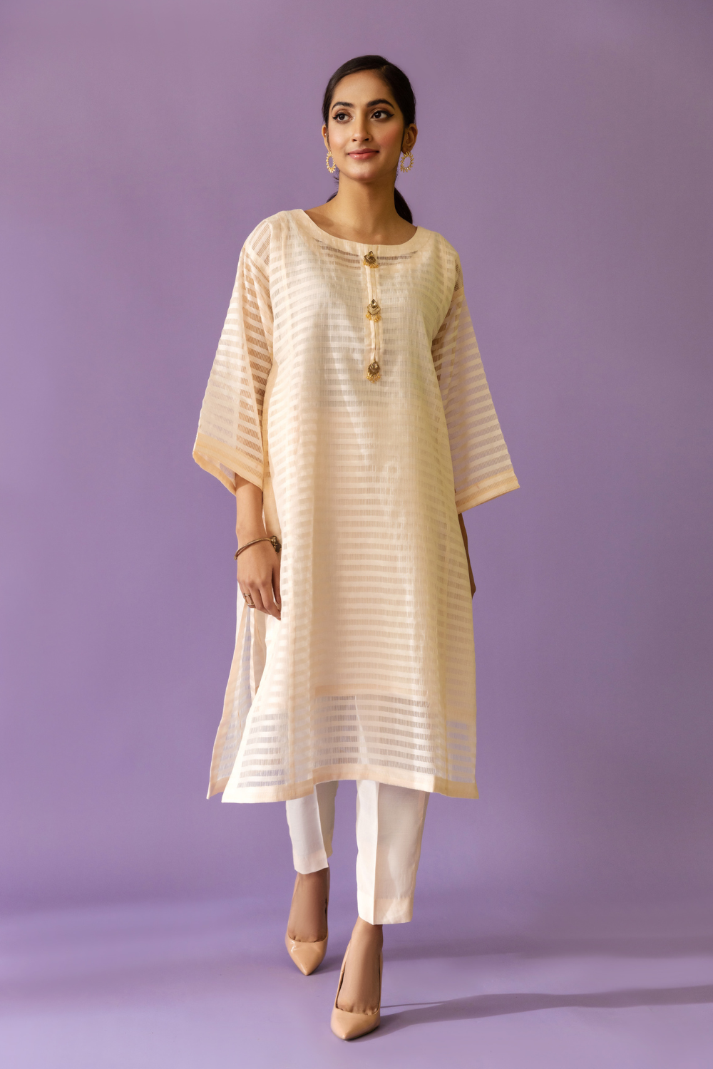 2 PC Stitched |Cotton Karandi Net Shirt + Trouser