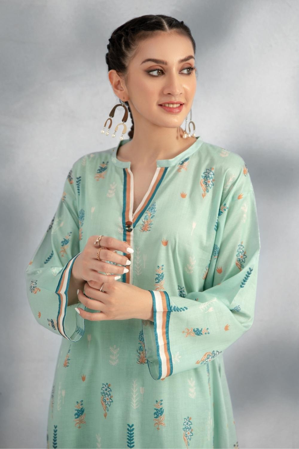 2 PC Stitched | Printed Lawn Shirt + Trouser