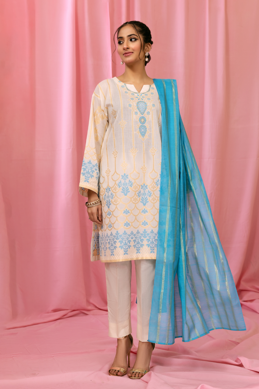 3 PC Stitched | Embroidered Jacquard Suit