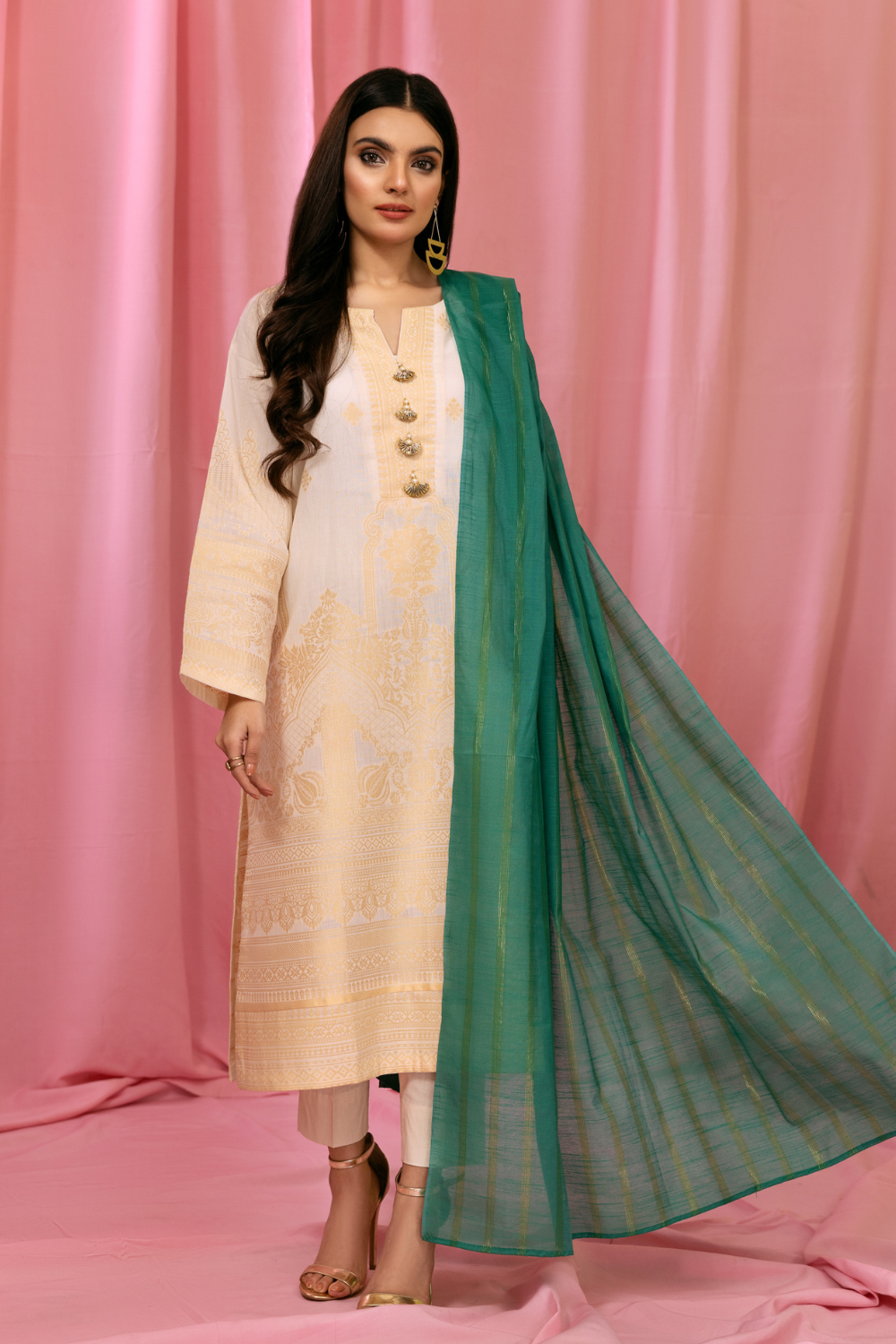 3 PC Stitched | Embroidered Jacquard Suit