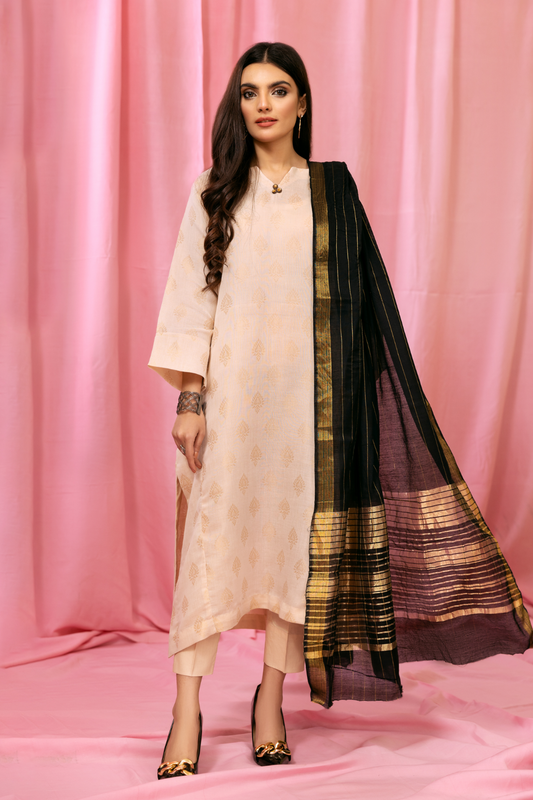 3 PC Stitched | Embroidered Jacquard Suit