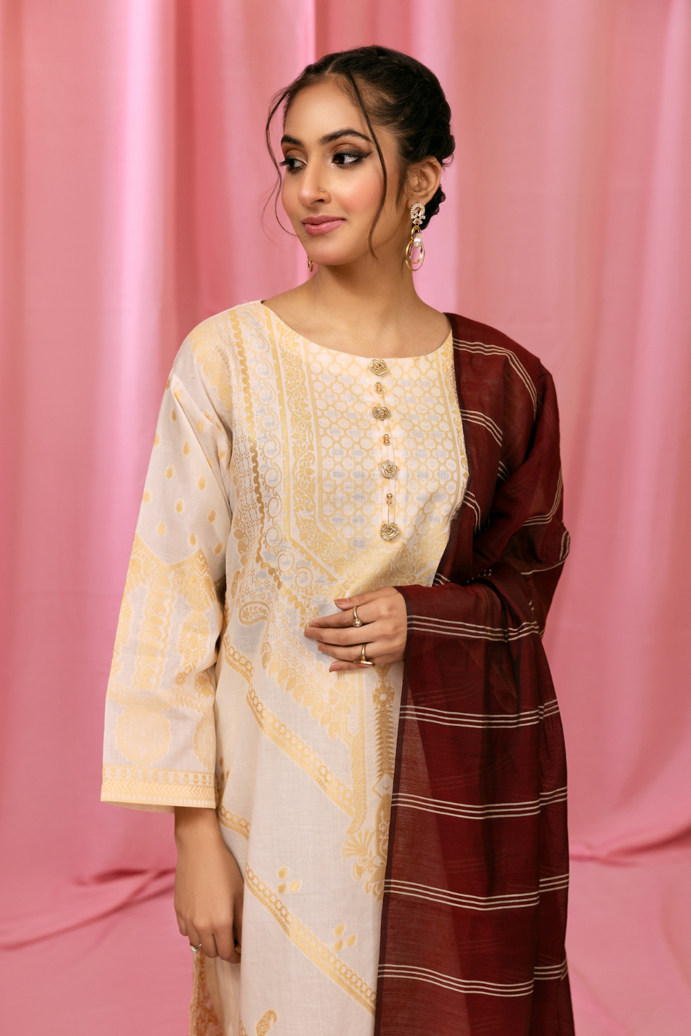 3 PC Stitched | Embroidered Jacquard Suit