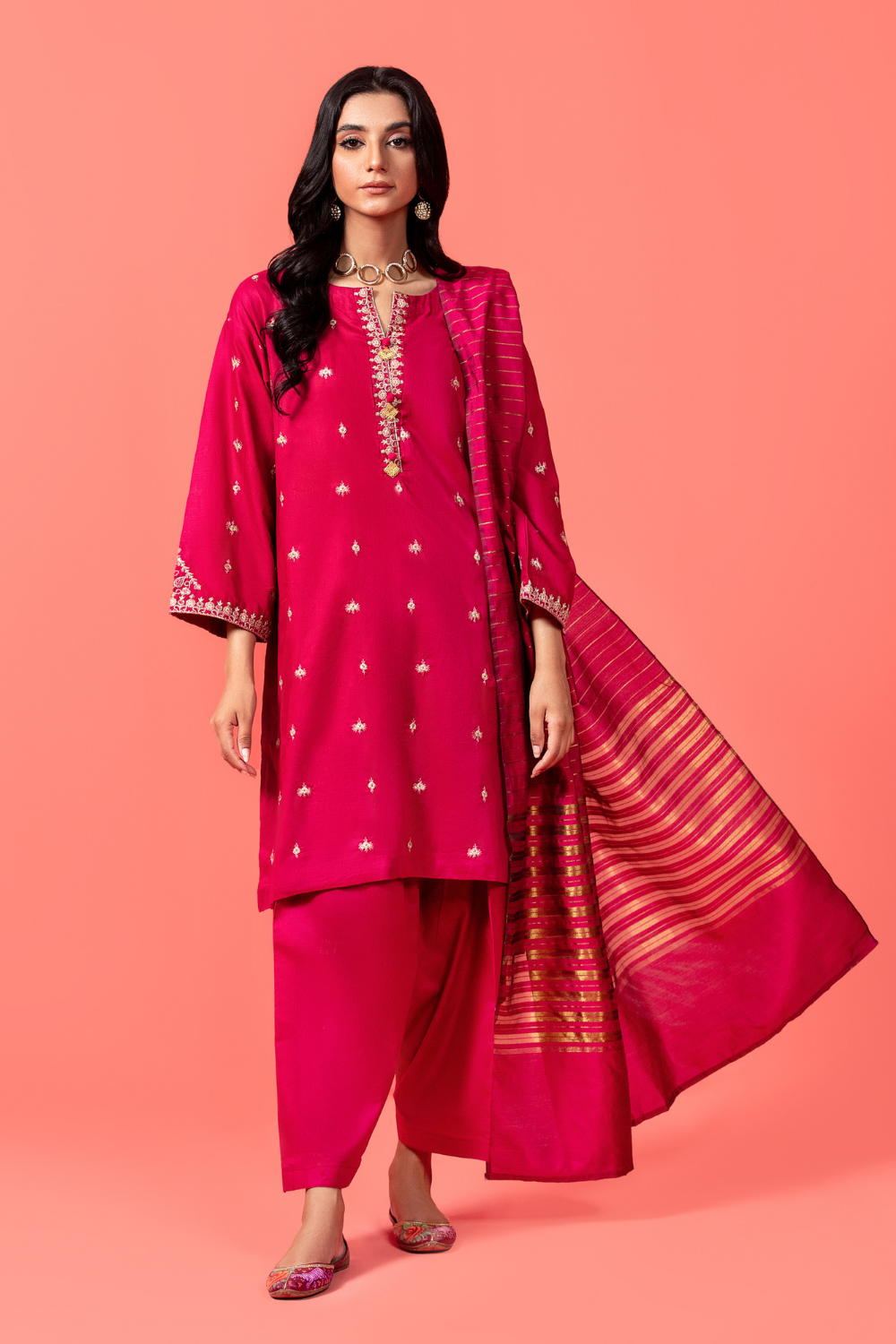 3 PC Stitched | Embroidered Jacquard Suit