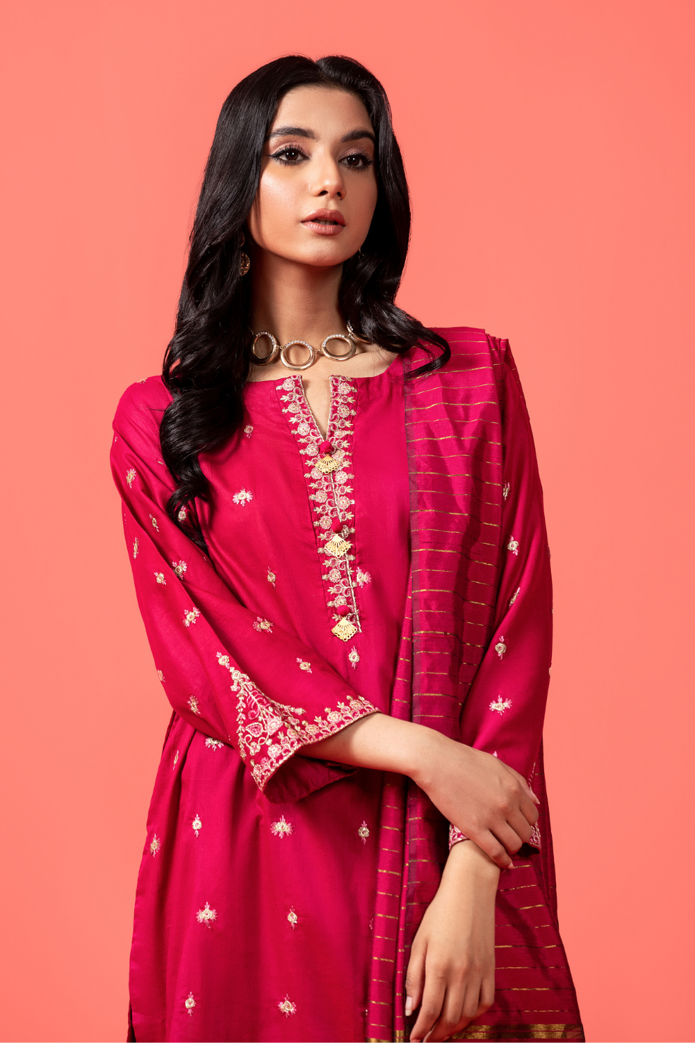 3 PC Stitched | Embroidered Jacquard Suit