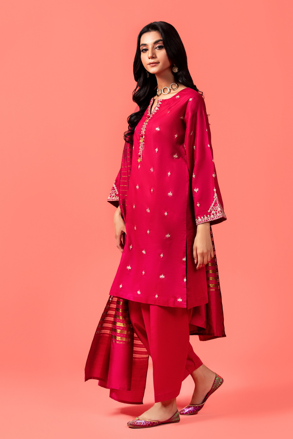 3 PC Stitched | Embroidered Jacquard Suit