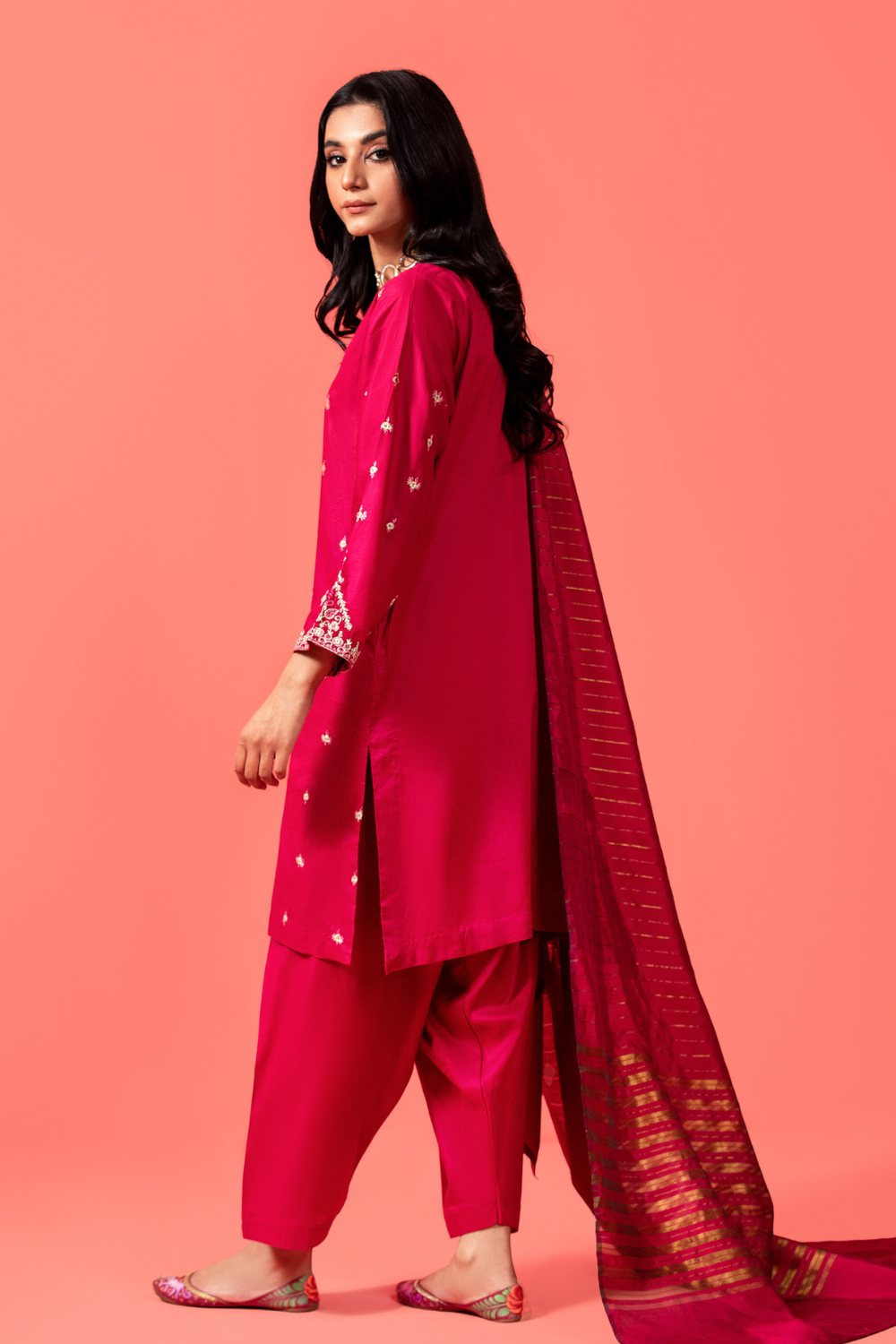 3 PC Stitched | Embroidered Jacquard Suit