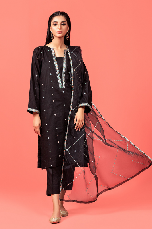 3 PC Stitched | Embroidered Jacquard Suit