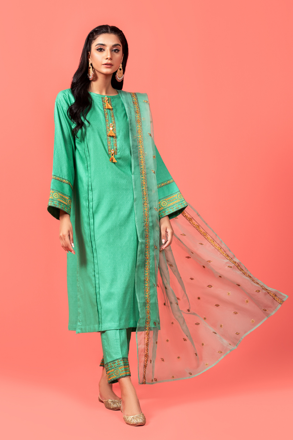 3 PC Stitched | Embroidered Jacquard Suit