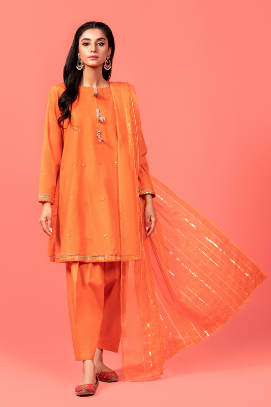 3 PC Stitched | Embroidered Jacquard Suit