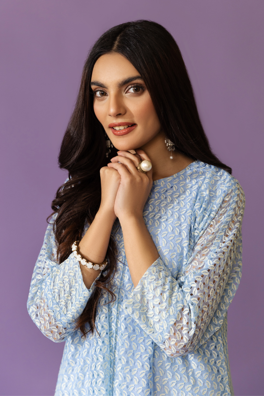 1 PC Stitched | Embroidered Net Shirt