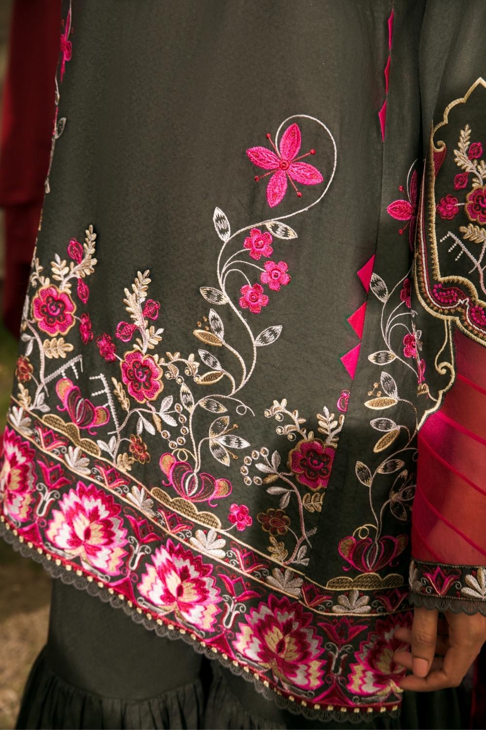 3 PC Unstitched | Embroidered Dobby Shirt | Chiffon Dupatta
