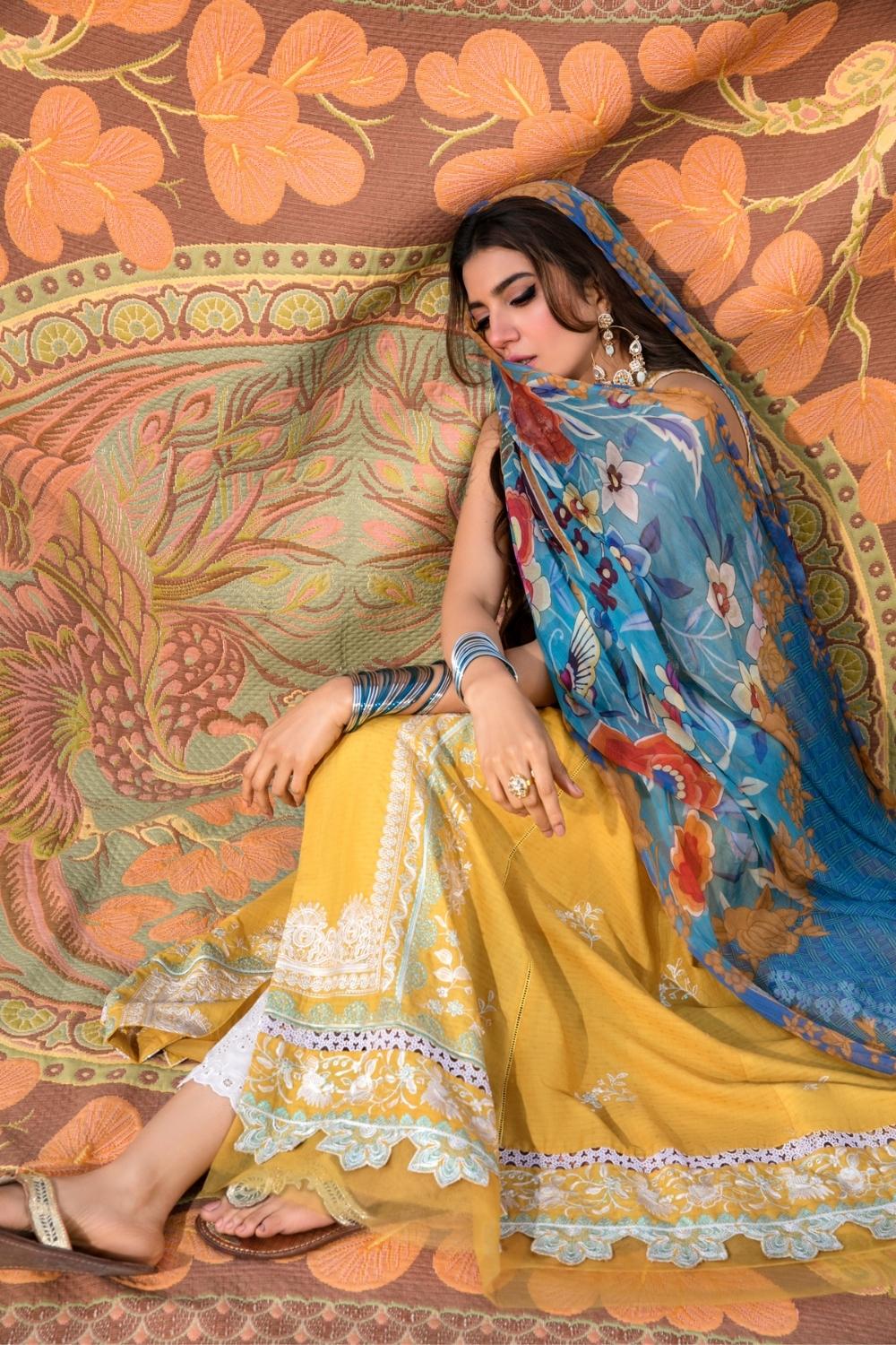 3 PC Unstitched | Embroidered Dobby Shirt | Chiffon Dupatta