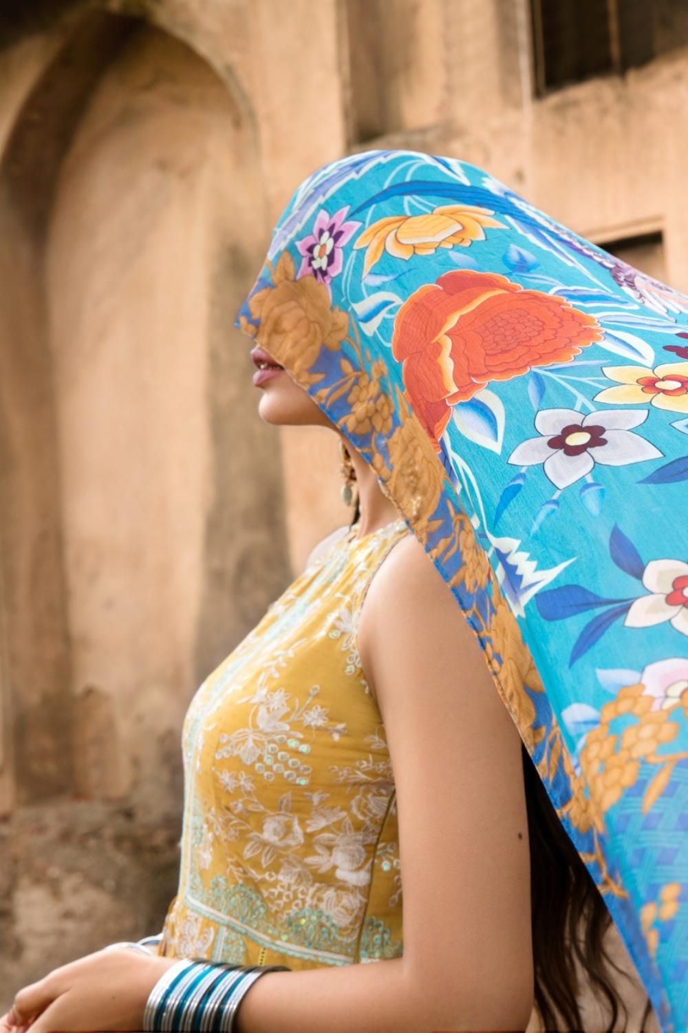 3 PC Unstitched | Embroidered Dobby Shirt | Chiffon Dupatta