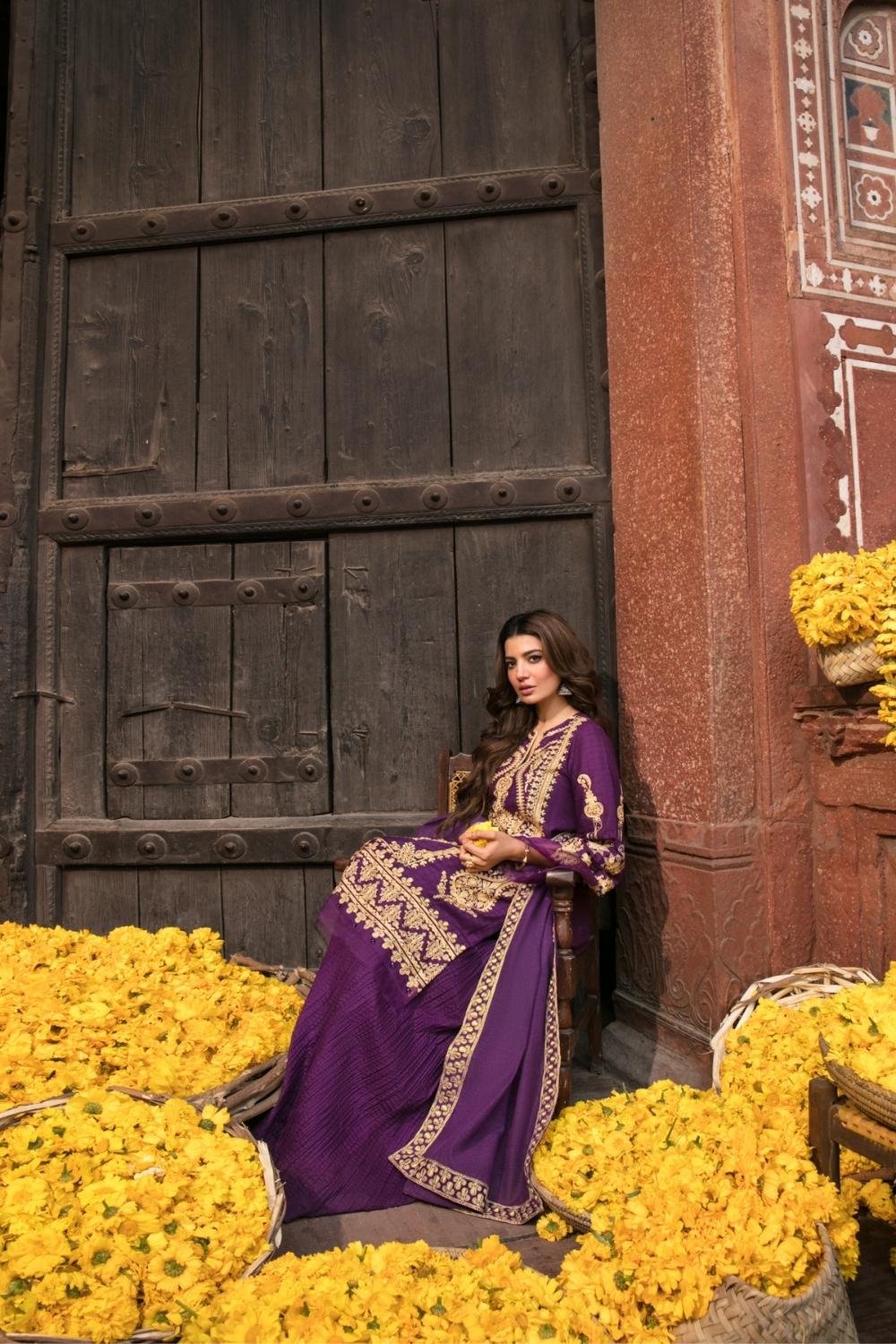 3 PC Unstitched Dyed Embroidered Dobby Shirt + Dyed Slub Karandi Dupatta + Dyed Cambric Trouser