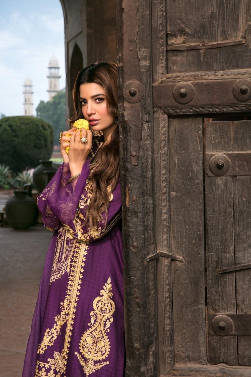 3 PC Unstitched Dyed Embroidered Dobby Shirt + Dyed Slub Karandi Dupatta + Dyed Cambric Trouser