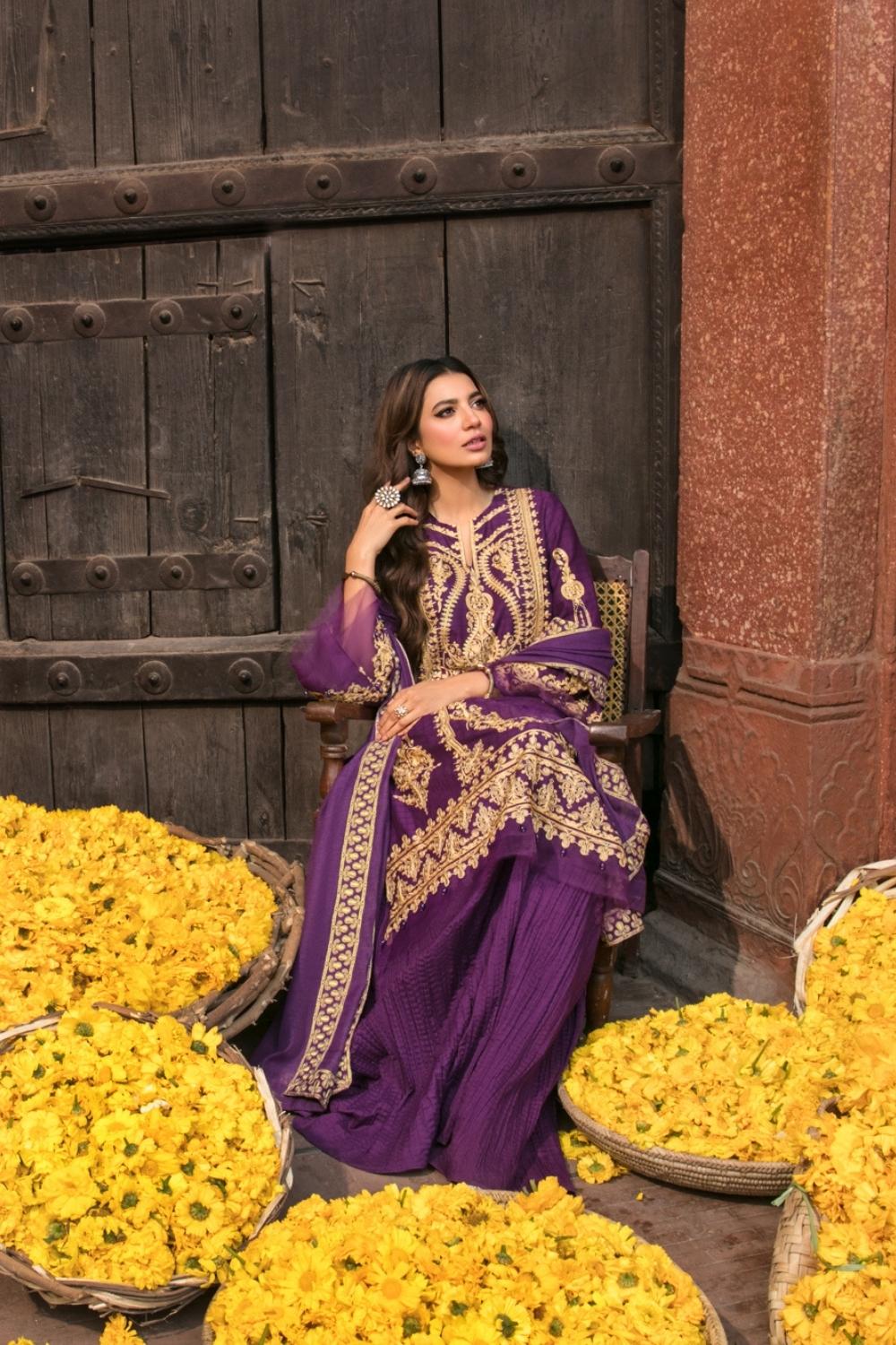 3 PC Unstitched Dyed Embroidered Dobby Shirt + Dyed Slub Karandi Dupatta + Dyed Cambric Trouser