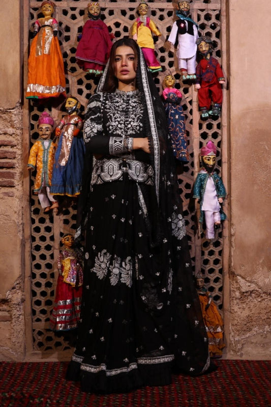 3 PC Unstitched Dyed Embroidered Shirt + Embroidered Chiffon Dupatta + Dyed Cambric Trouser