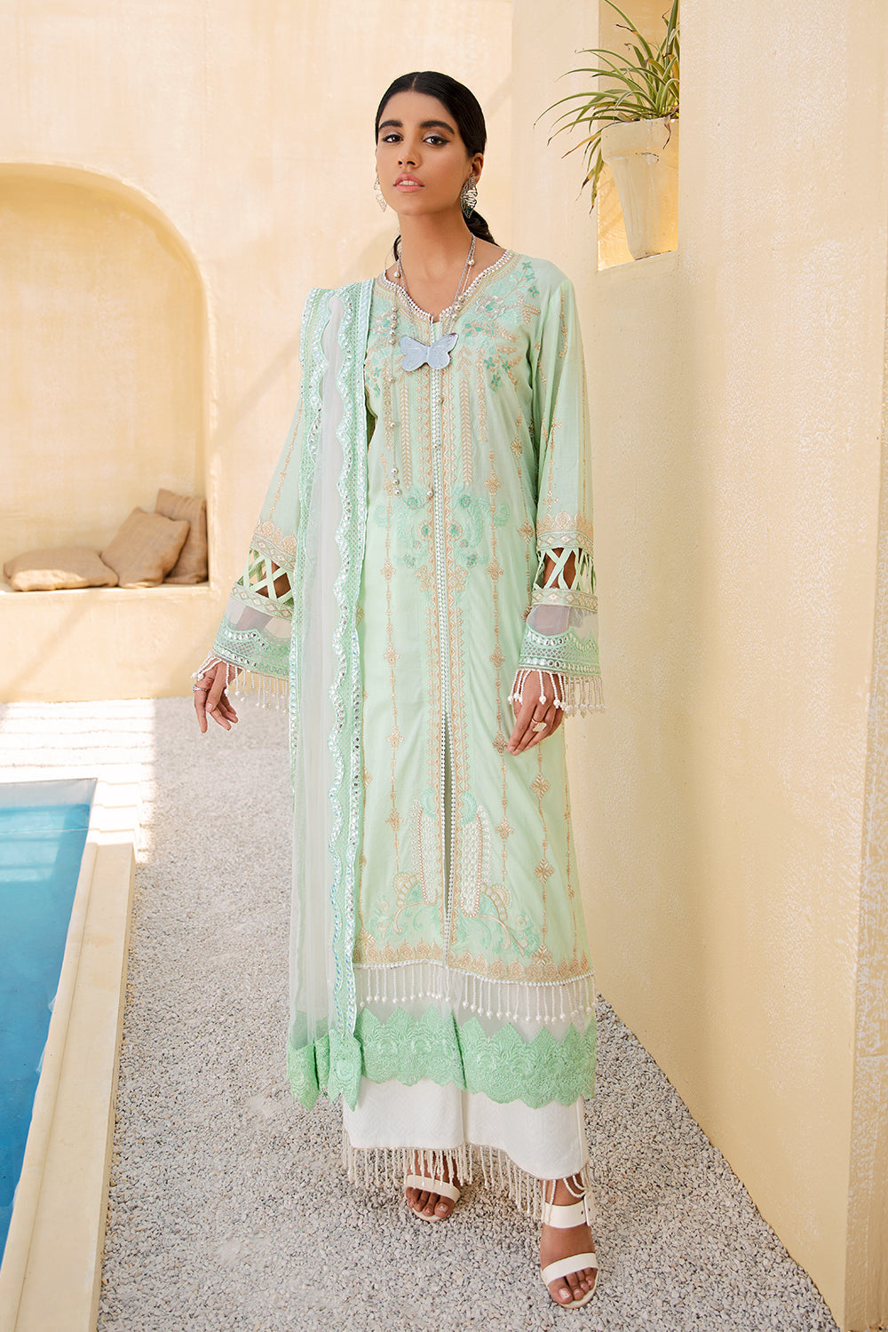 3 PC Unstitched Embroidered Suit