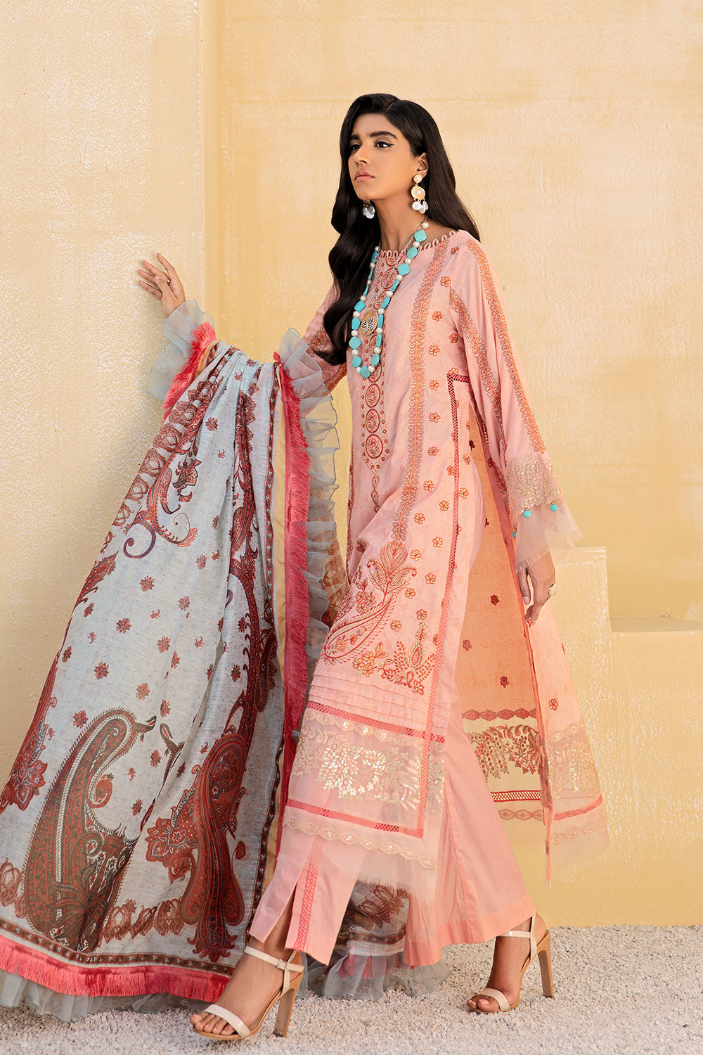 3 PC Unstitched Embroidered Suit