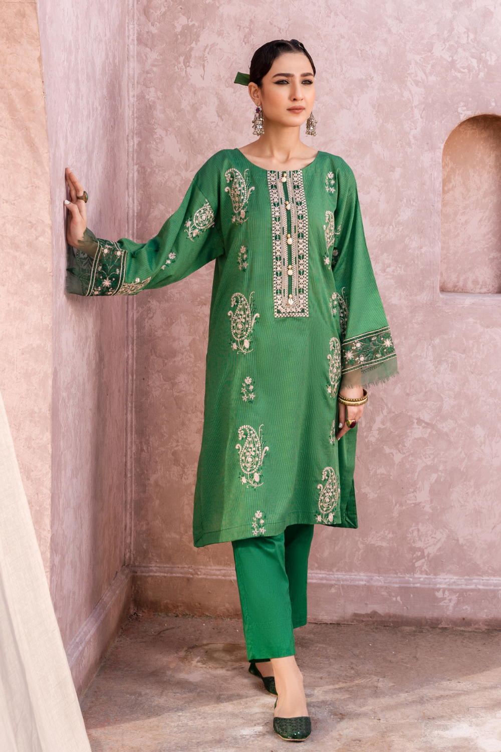 1 PC Unstitched | Embroidered Lawn Shirt