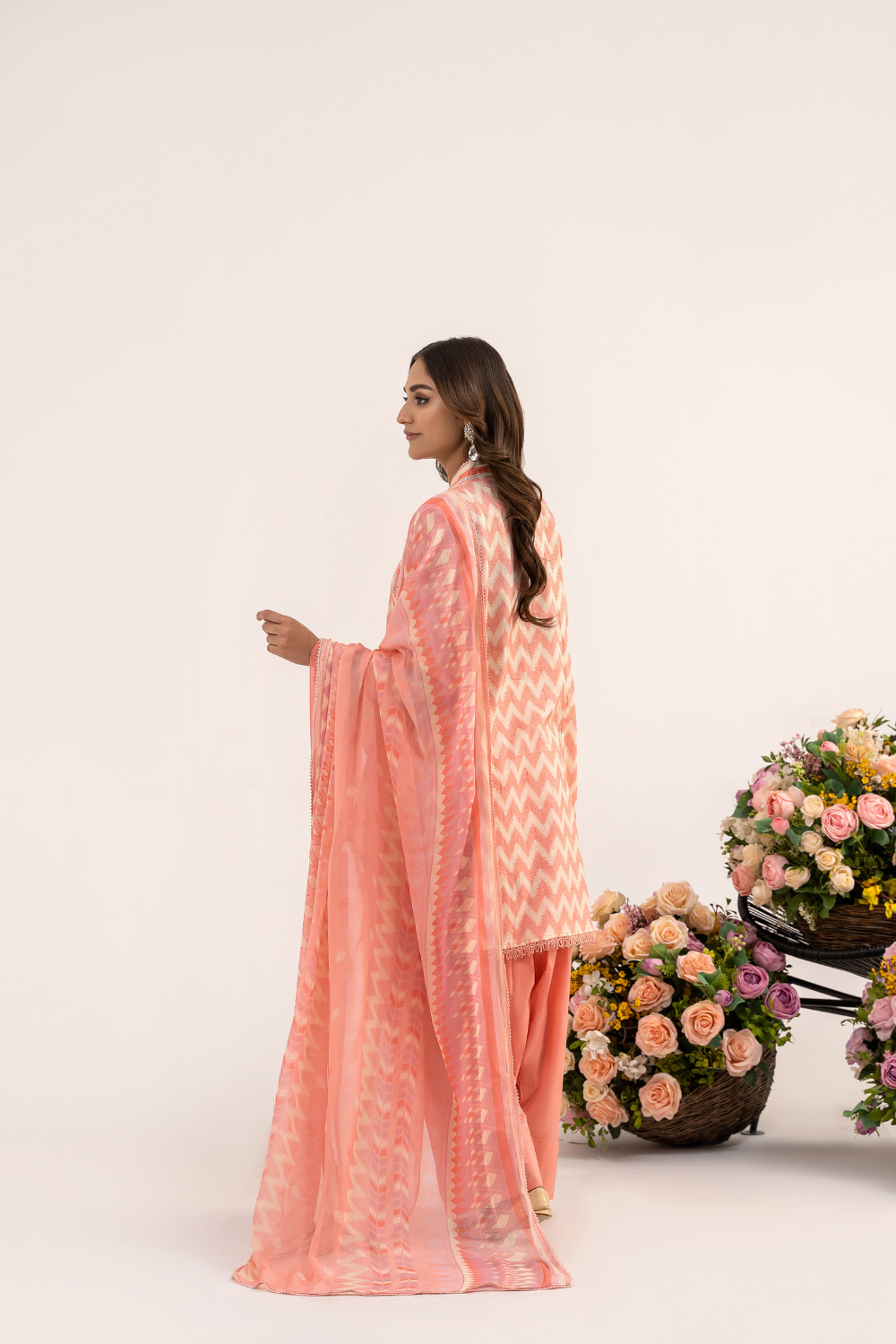 2PC Unstitched | Printed Jacquard Shirt + Chiffon Dupatta