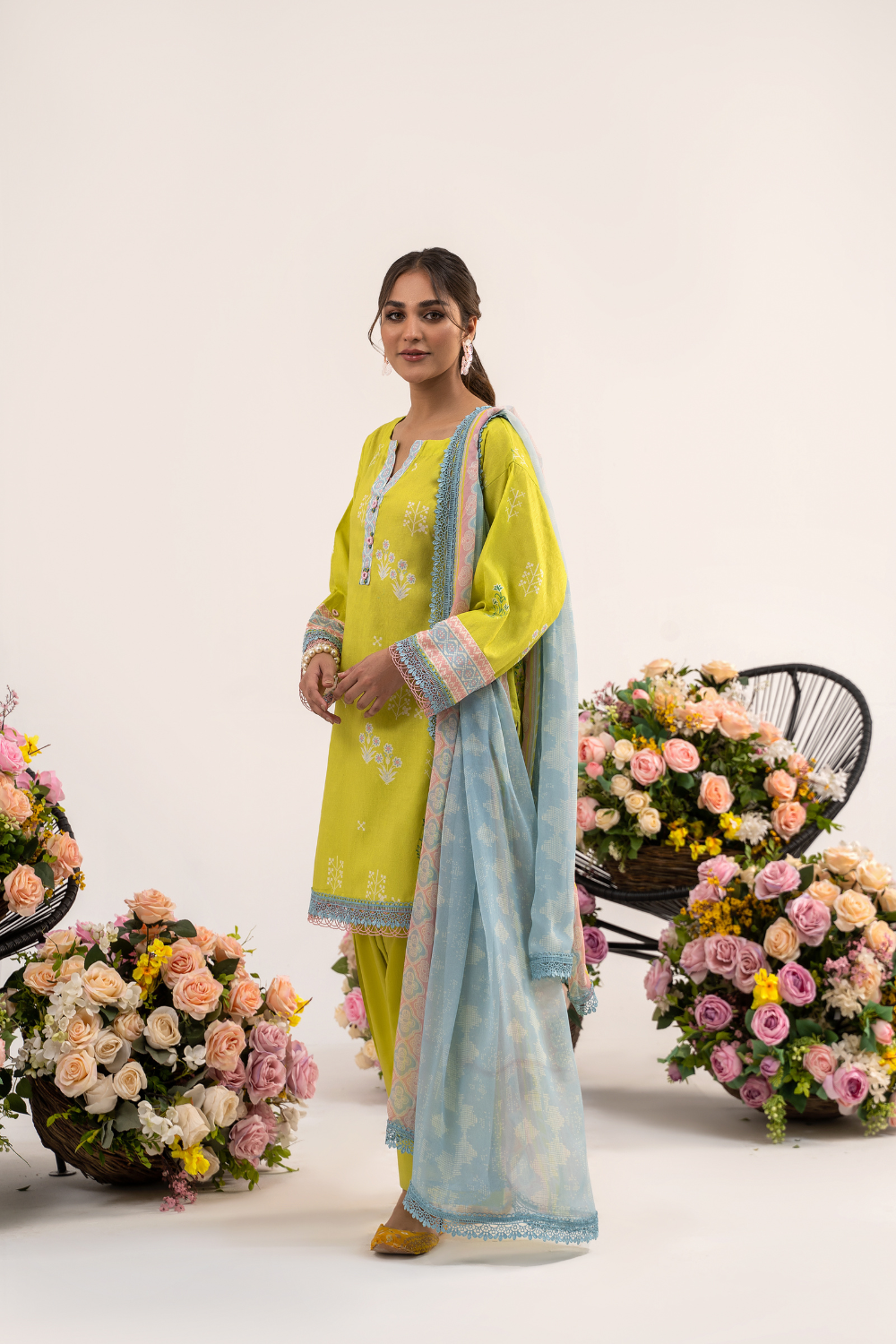 2PC Unstitched | Printed Jacquard Shirt + Chiffon Dupatta