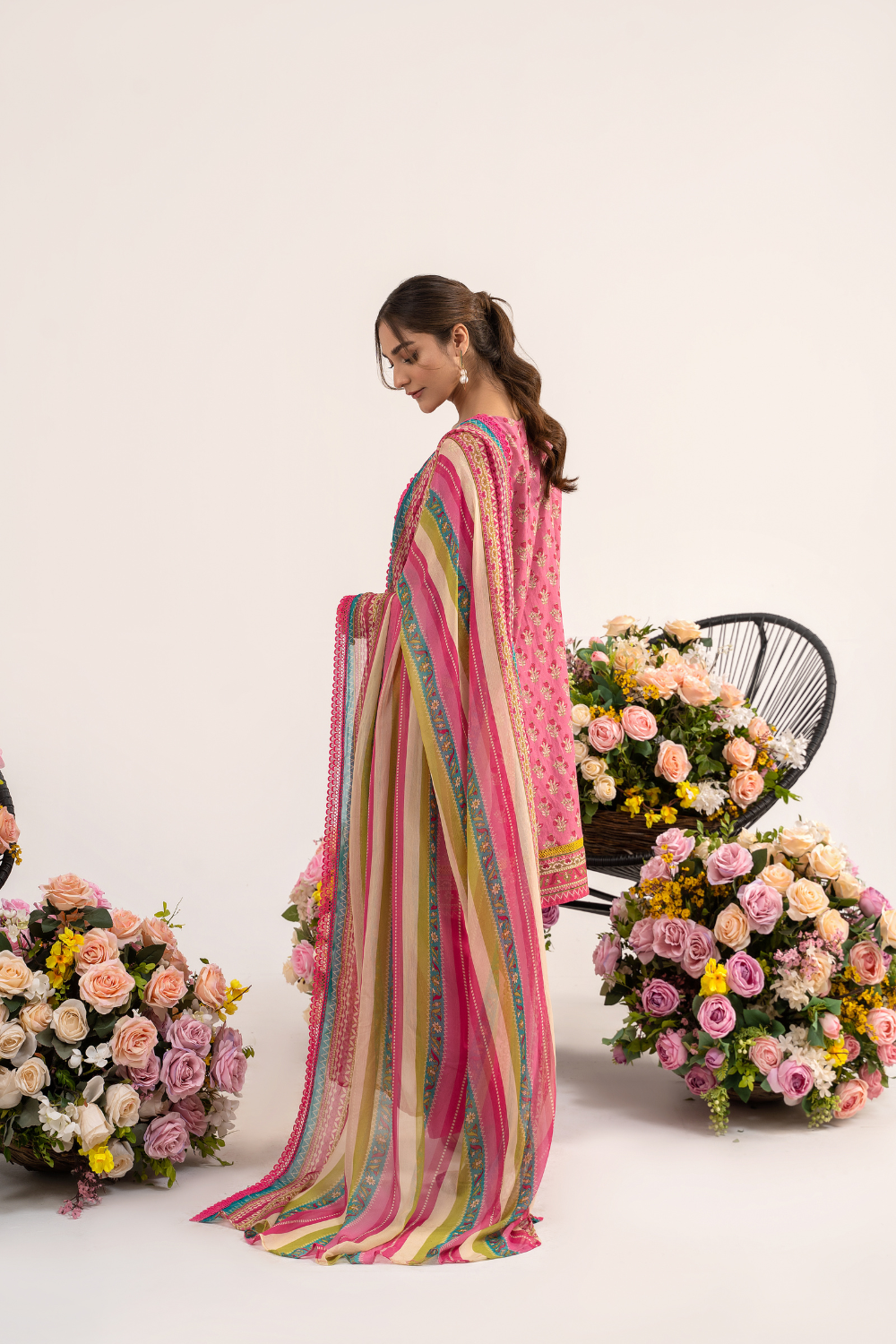 2PC Unstitched | Printed Jacquard Shirt + Chiffon Dupatta