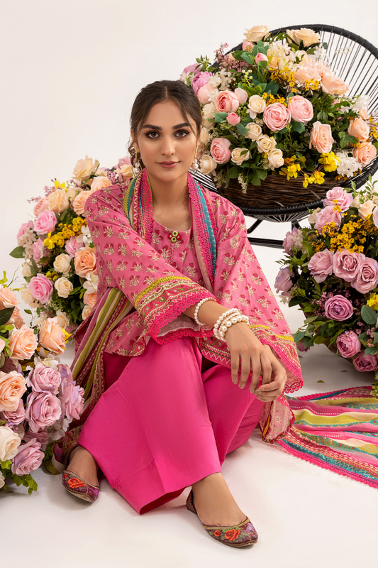 2PC Unstitched | Printed Jacquard Shirt + Chiffon Dupatta