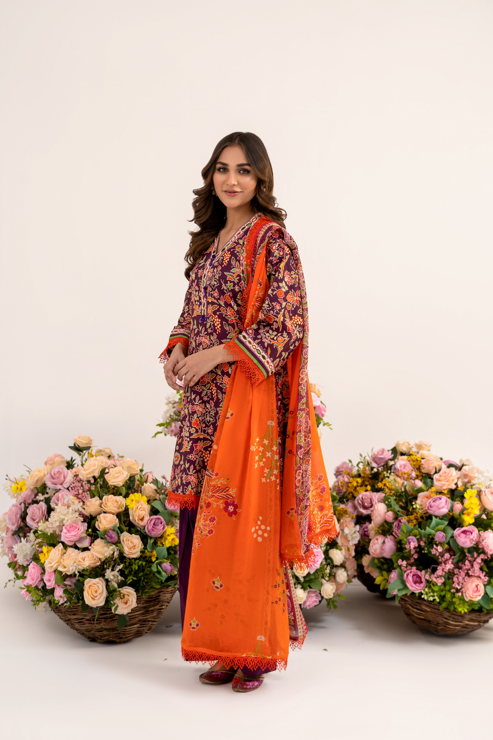 2PC Unstitched | Printed Jacquard Shirt + Chiffon Dupatta