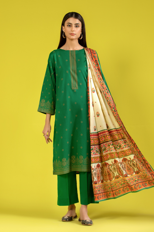 3 PC Unstitched | Printed Lawn Suit