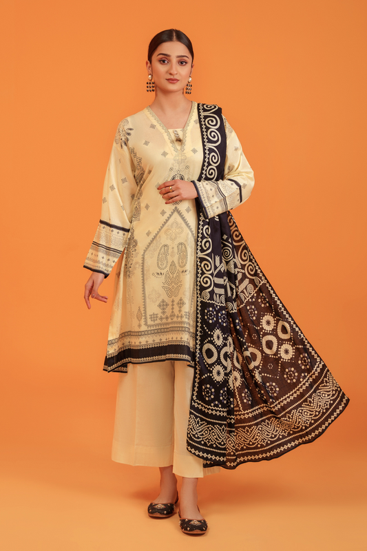 3 PC Unstitched | Printed Lawn Suit