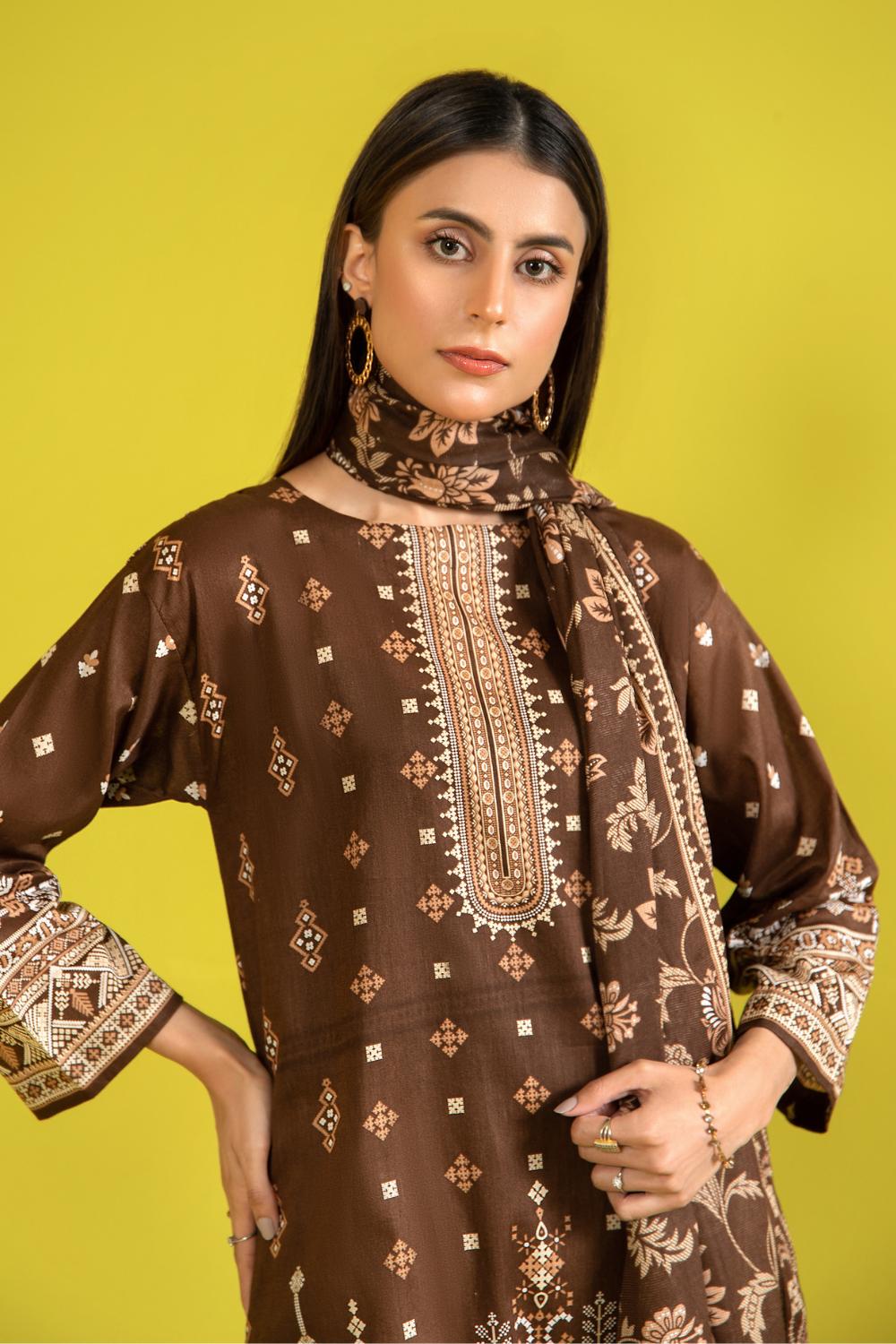 3 PC Unstitched | Printed Lawn Shirt + Trouser | Cotton Net Dupatta