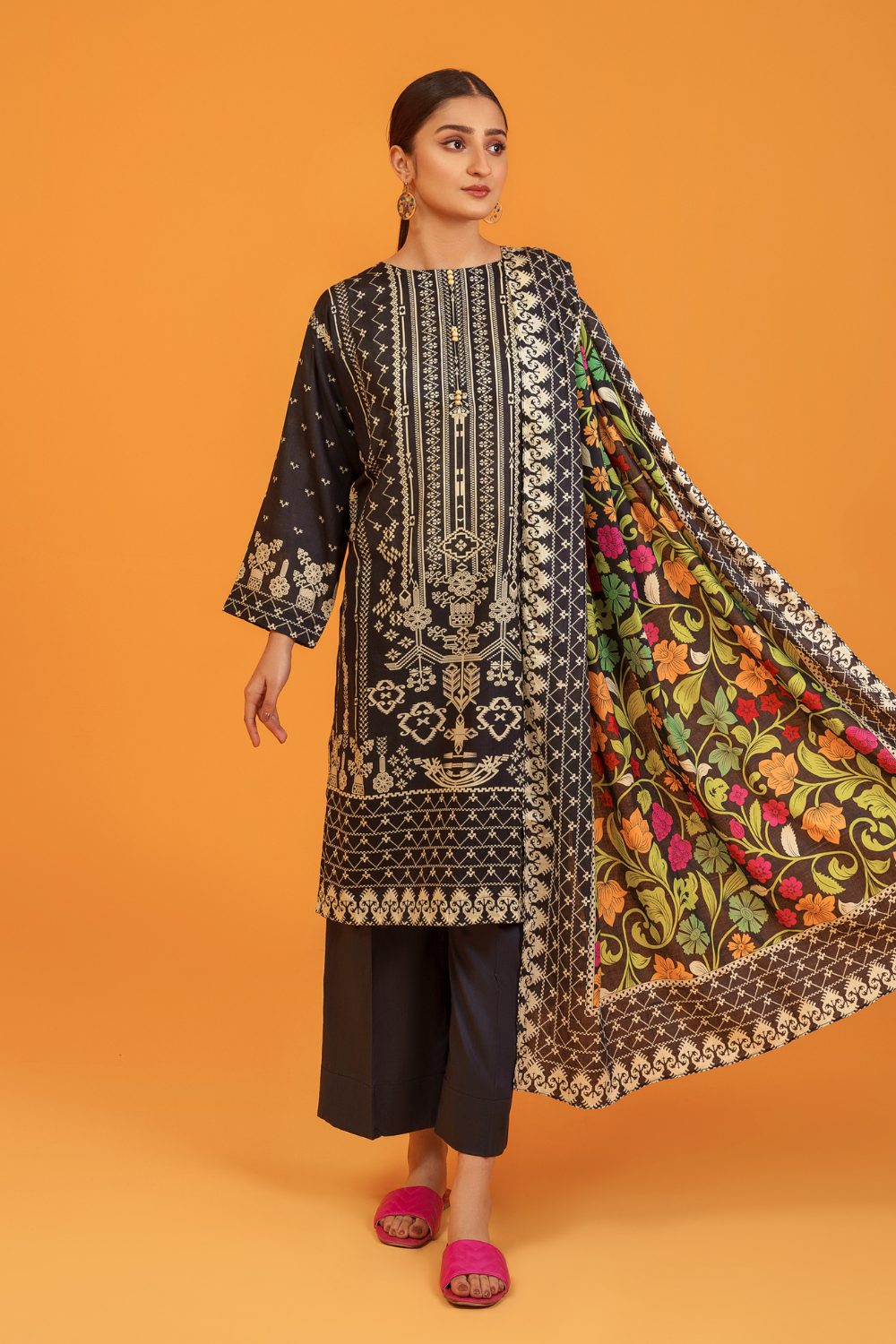 3 PC Unstitched | Printed Lawn Suit