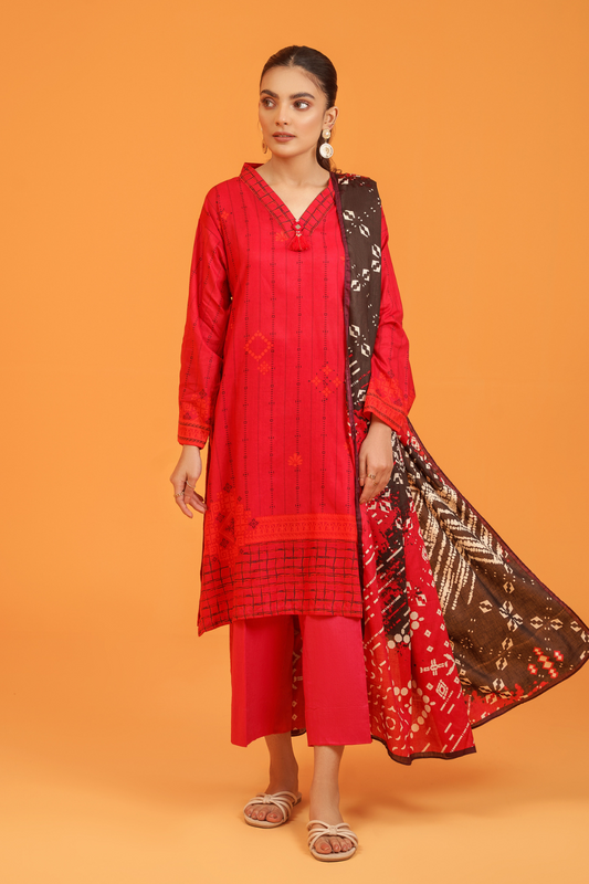 3 PC Unstitched | Printed Lawn Suit