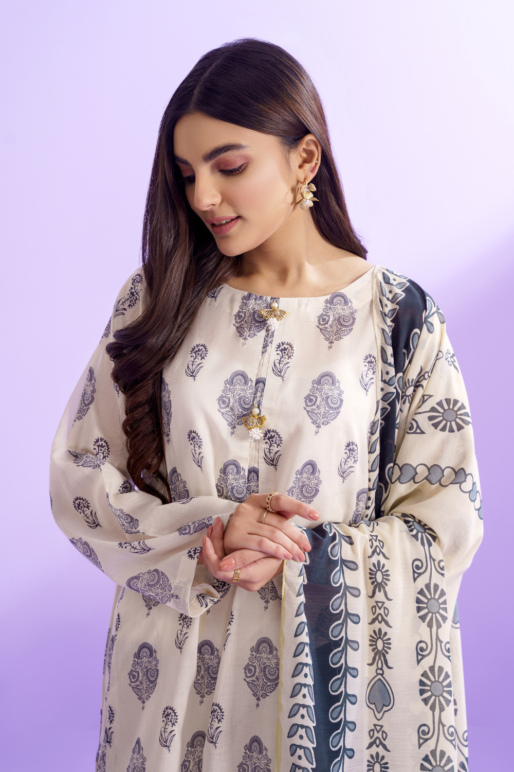 3 PC Unstitched | Printed Lawn Suit