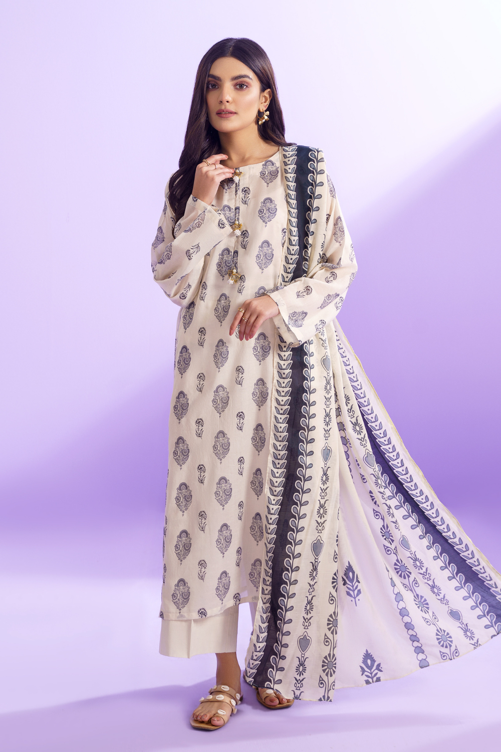 3 PC Unstitched | Printed Lawn Suit