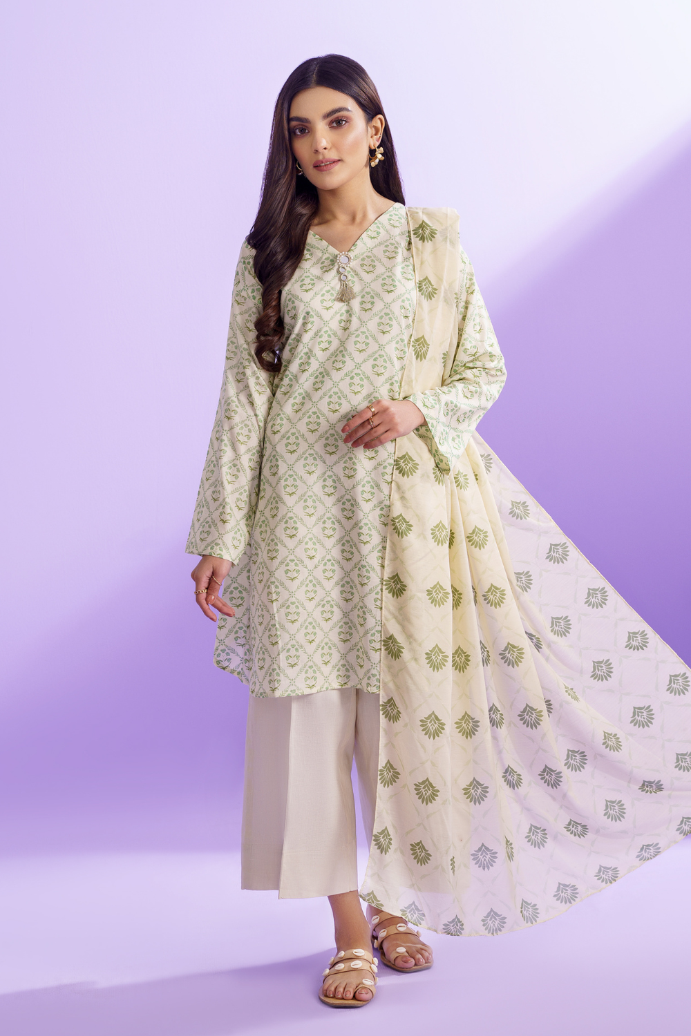 3 PC Unstitched | Printed Lawn Suit