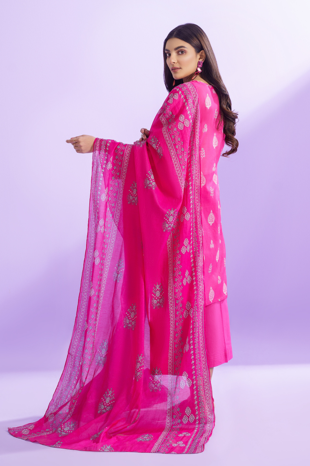 3 PC Unstitched | Printed Lawn Shirt + Trouser | Cotton Silk Dupatta